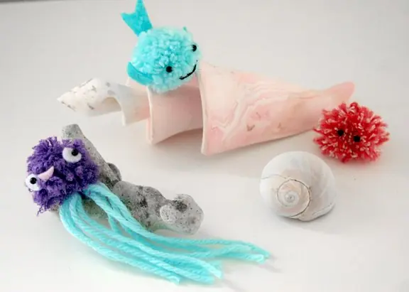 pop pom sea creature craft tutorial
