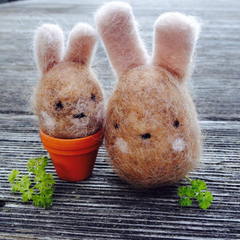 making a small felted rabbit